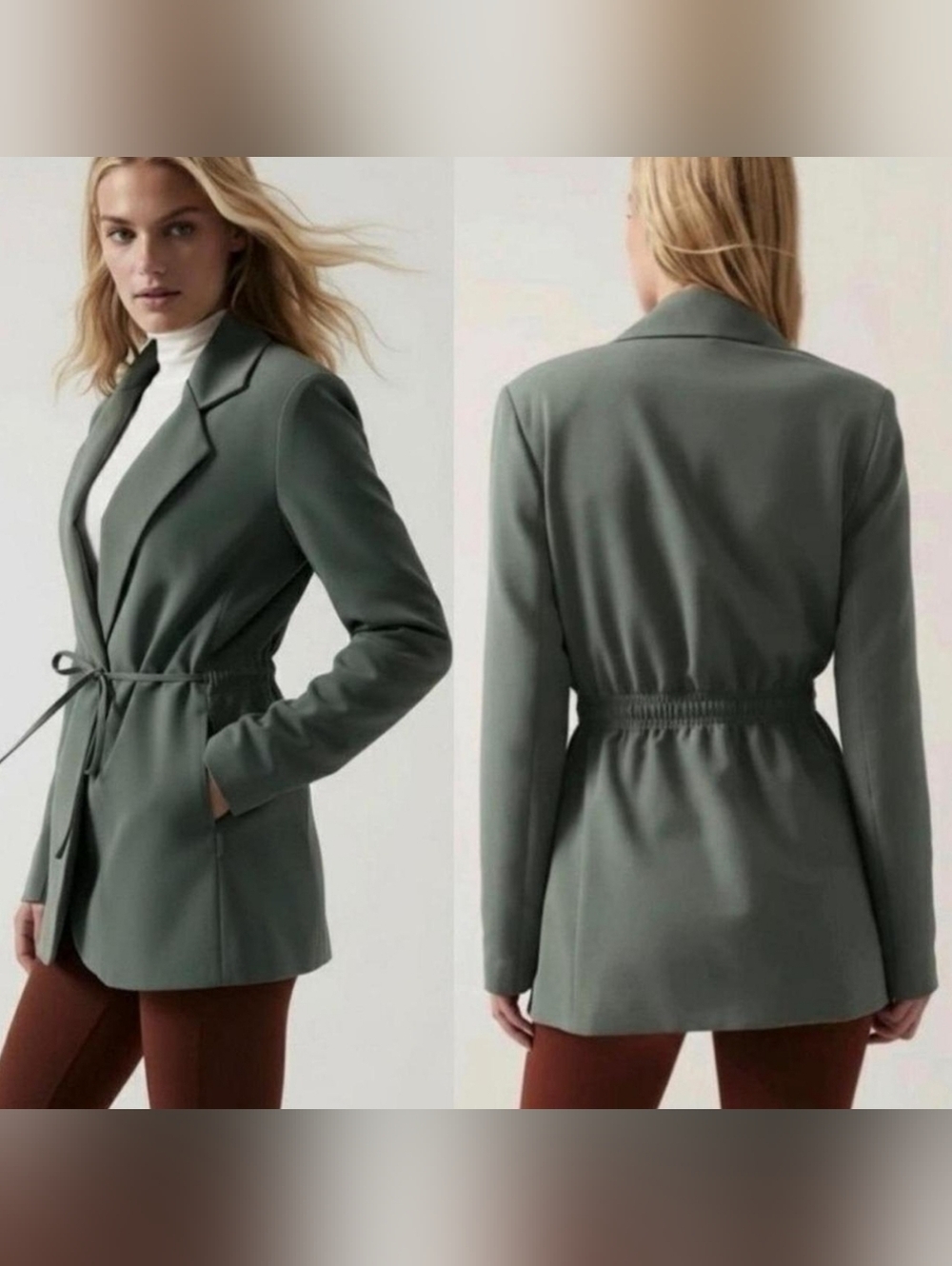 Athleta Green Cinched Waist Performance Jacket | Size 0 | Sleek Athleisure Tie